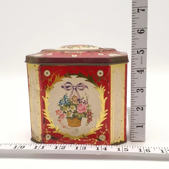 Vintage Gray Dunn Octagonal Floral Biscuit Tin (Scotland, 1853) - Picture 14 of 14